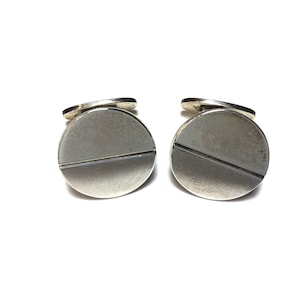 1950s Georg Jensen Vintage Art Deco 925 Sterling Silver Disc #106 Denmark Mid-Century Cufflinks Weddings Gifts Tuxedo Men&#39;s Jewelry Fathers