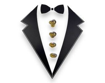 Vintage Chrome and Gold-Plated Two-Tone Double Love Knot 4 Tuxedo Shirt Stud Set In Gift Box, Wedding Gifts, Groomsmen's Gift, Father's Day