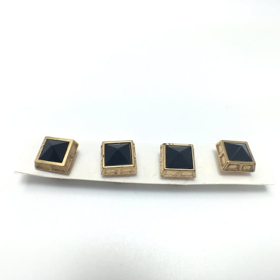Vintage Tuxedo 4 Onyx Shirt Stud Set, Wedding Gif… - image 1