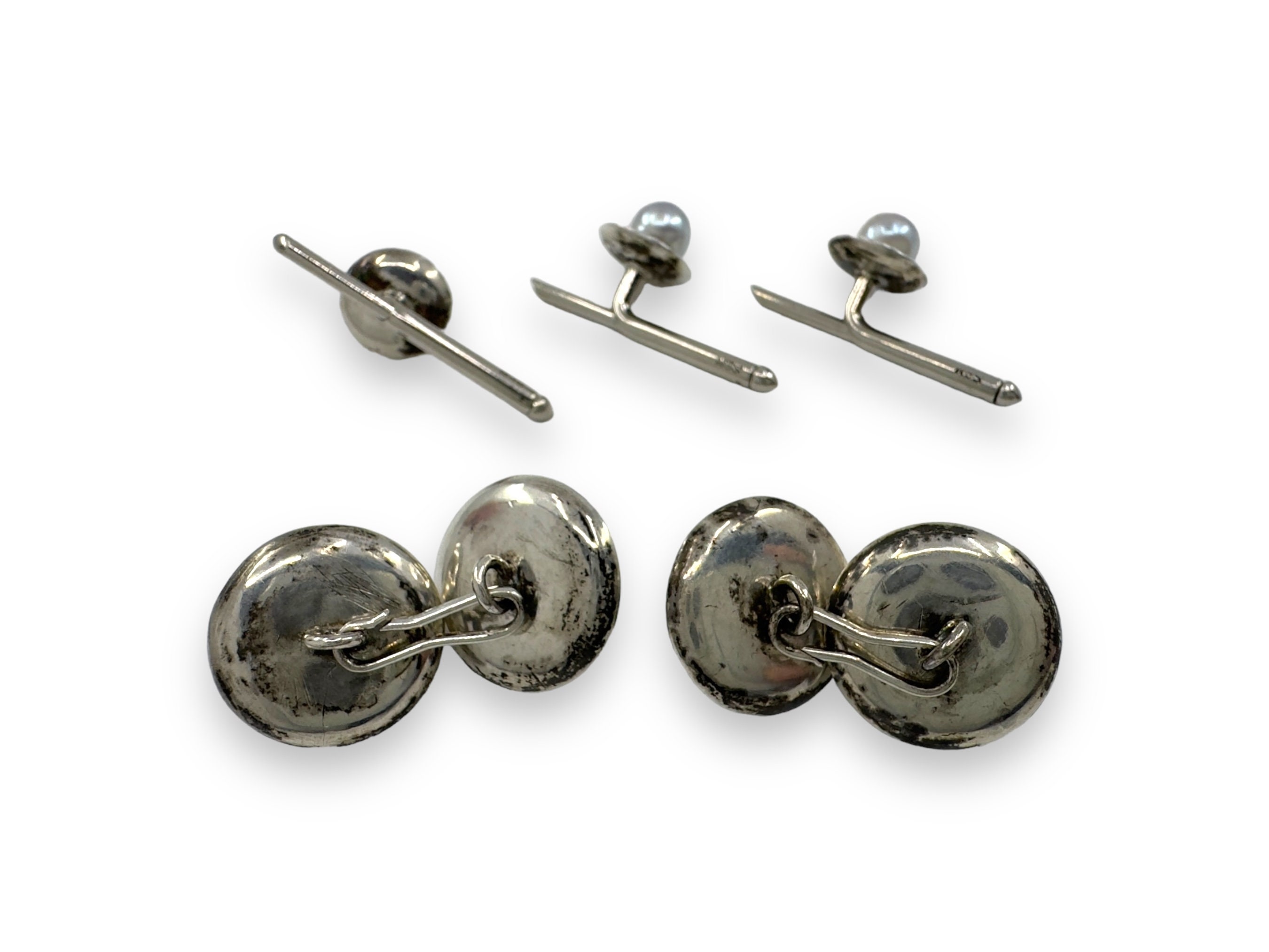 Mitsukoshi Art Deco 1940's Sterling & Slight Grey Culture Pearls