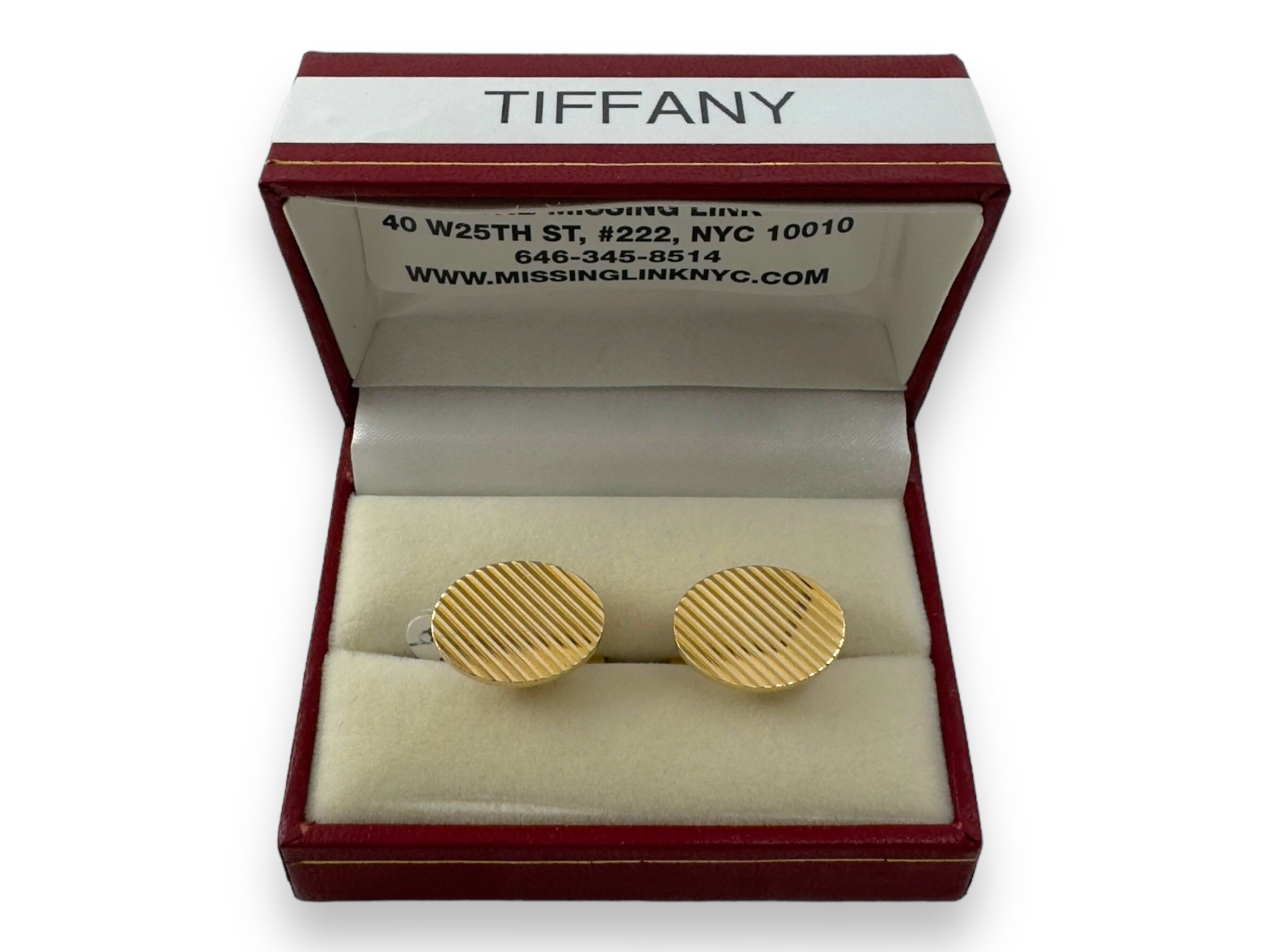 1960s TIFFANY & CO. 14k Yellow Gold Oval Mens Cufflinks in  