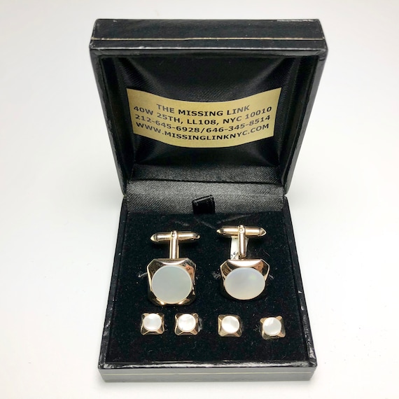 Art Deco Swank Mother of Pearl Tuxedo 4 Stud Set With Matching Etsy