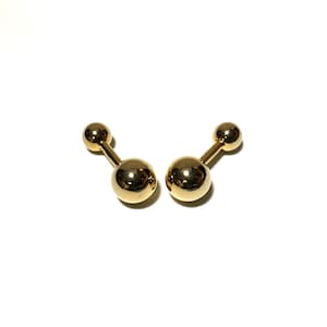Vintage 14k Gold Barbell Cufflinks, 7.2 Grams, with Gift Box, Men&#39;s Accessories, Weddings, Holidays, Fathers Day, Jewelry