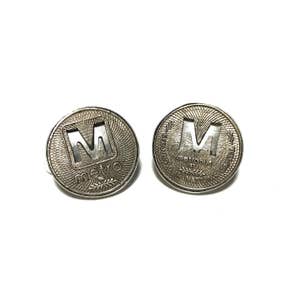 Authentic Vintage Washington DC Metro Bus Subway Transit Token Set in Sterling Silver Cufflinks, Fathers Day Gifts, Wedding Gifts, Gifts