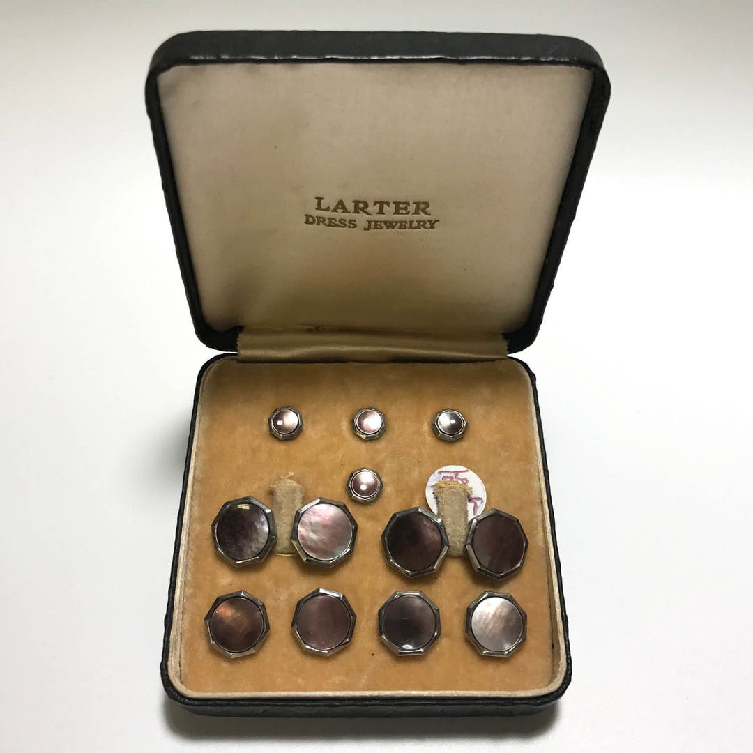 Larter Abalone Gold Filled Pearl Center Tuxedo Stud Set With Matching ...