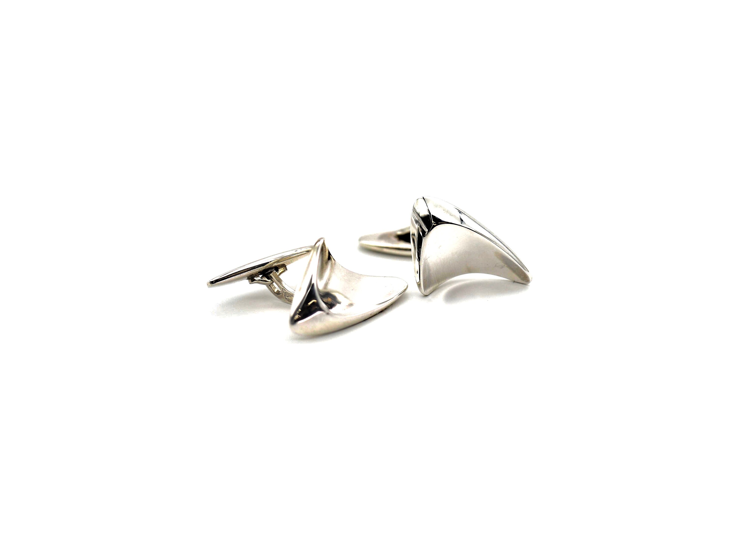 Boutons De Manchette Vintage Georg Jensen - Jade Naturel Et Argent Sterling - Danemark