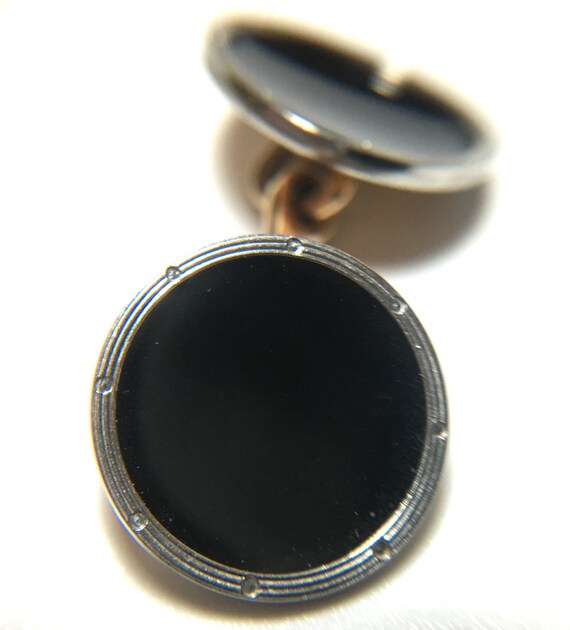 Art Deco Krementz Black Enamel Tuxedo 4 Stud Set … - image 2