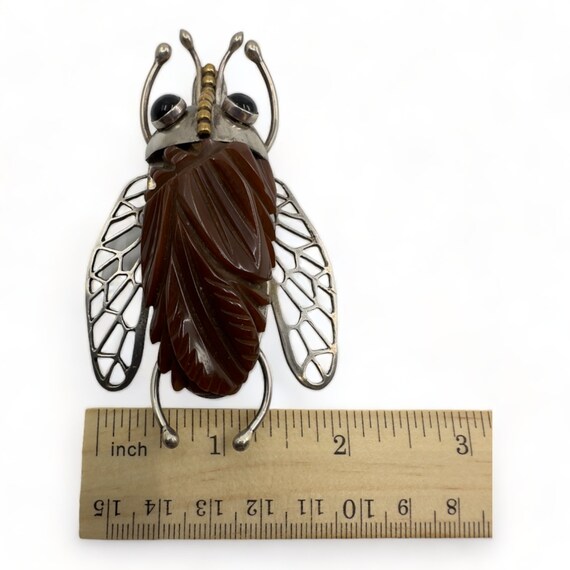 Vincent Simone Sterling & Brown Bakelite Cicada P… - image 3