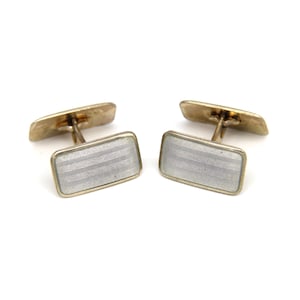 Retro 1940s Norwegian Gold Sterling Silver Grey Enamel Cufflinks Scandinavian Art Deco Wedding Men Gifts Fathers European Fashion Jewelry