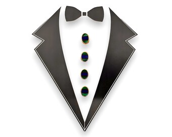 Vintage Tuxedo 4 G.F. Lapis, Malahite and Onyx Shirt Stud Set Wedding Gifts, Groomsmen's Gifts