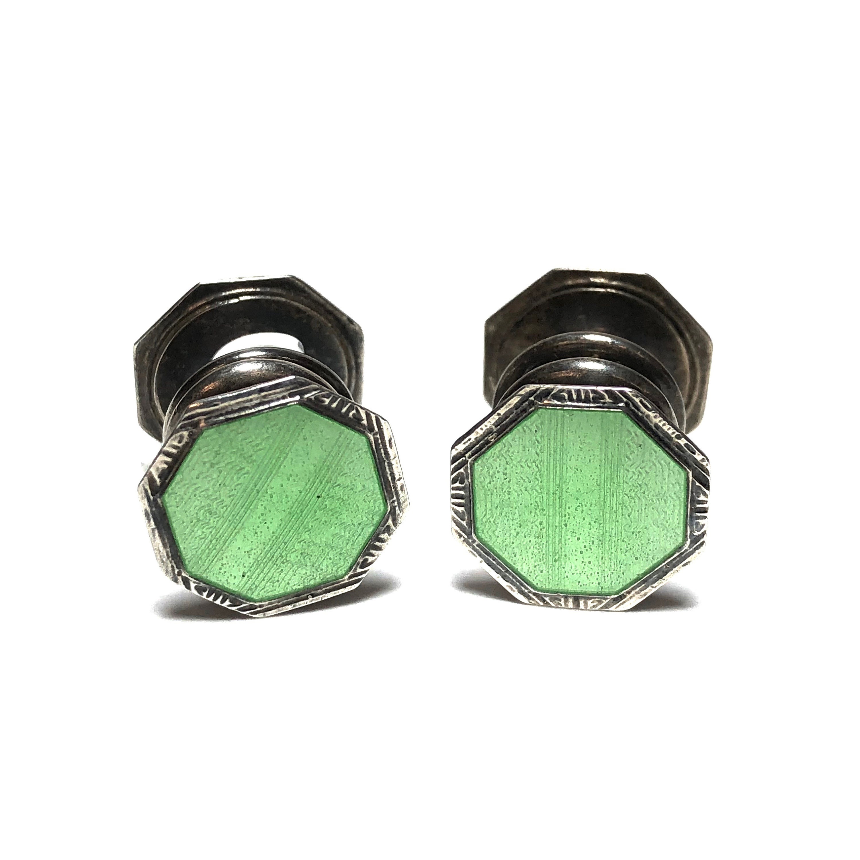 Antique Art Deco PARK ROGER JIFFY Sterling Silver With Lime