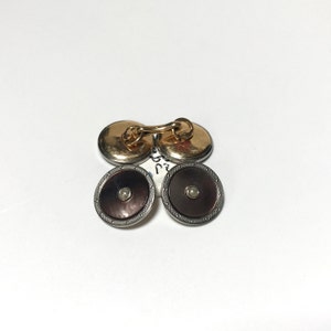 Boutons De Manchettes Vintage Or Et Perle - Modèle CL33 Kum-A-Part Snaps - Occasion