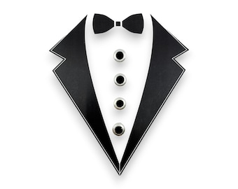 Vintage Silver-plated and Black Enamel 4 Tuxedo Shirt Stud Set In Gift Box, Wedding Gifts, Groomsmen's Gift, Father's Day