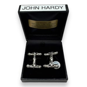 Coppia di gemelli John Hardy in argento sterling in scatola di presentazione originale. Regali da uomo, regali di nozze