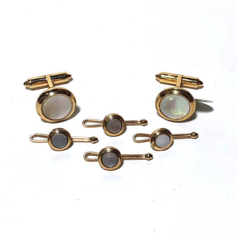 Art Deco Krementz Mother of Pearl Tuxedo 4 Stud Set With Etsy