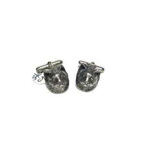 Vintage Sterling Silber Katze Manschettenknöpfe, Herren Geschenke, Hochzeitsgeschenke, Vatertagsgeschenk, formelle Geschenke, Geschäftsgeschenke