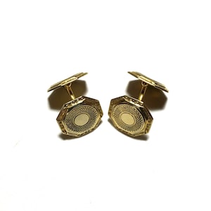Antique Art Deco 10k Gold Double Sided Geometric Octagon Cufflinks, 5.4 Grams, with Gift Box,  Men&#39;s Accessories, Weddings, Fathers Day
