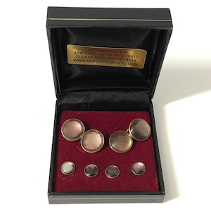 1940s Gold Filled Abalone Iridescent Art Deco Cufflinks Stud Set Men&#39;s Jewelry Accessories Gifts Holidays Weddings Tuxedo Fashion