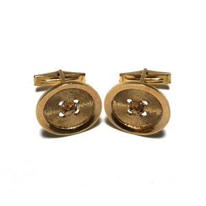 Vintage Large Buttons 14k Gold Mid Century Cufflinks,  8.42 dwt, with Gift Box, Men&#39;s Accessories, Weddings, Holidays, Fathers Day, Jewelry