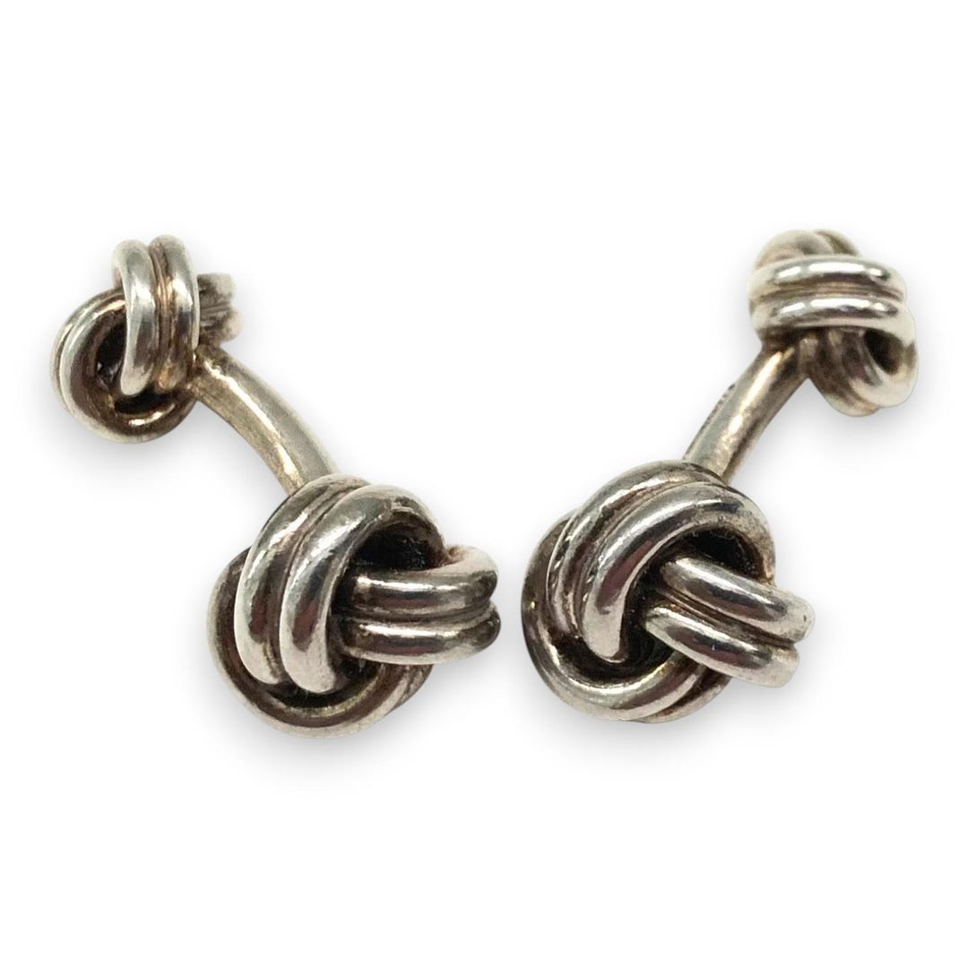 1980s TIFFANY & CO. Sterling Silver 925 Knots Cufflinks Men's