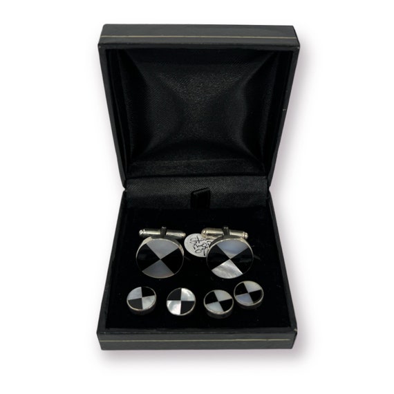 Mid-century Sterling Silver and Mother of Pearl Onyx Mosaic