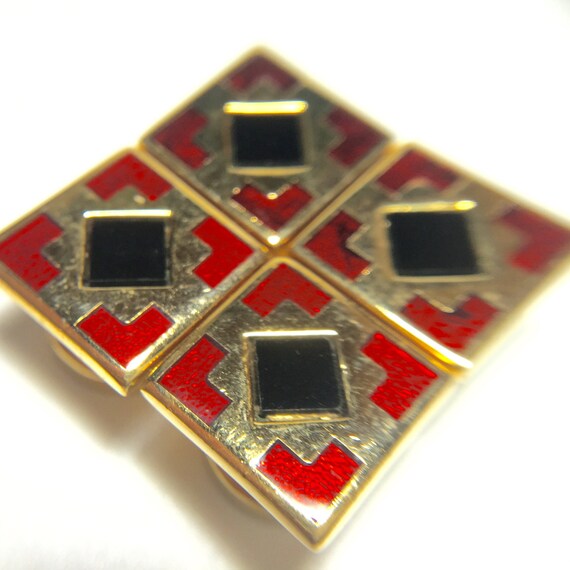 Vintage Tuxedo 4 Enamel And Onyx Shirt Stud Set W… - image 2