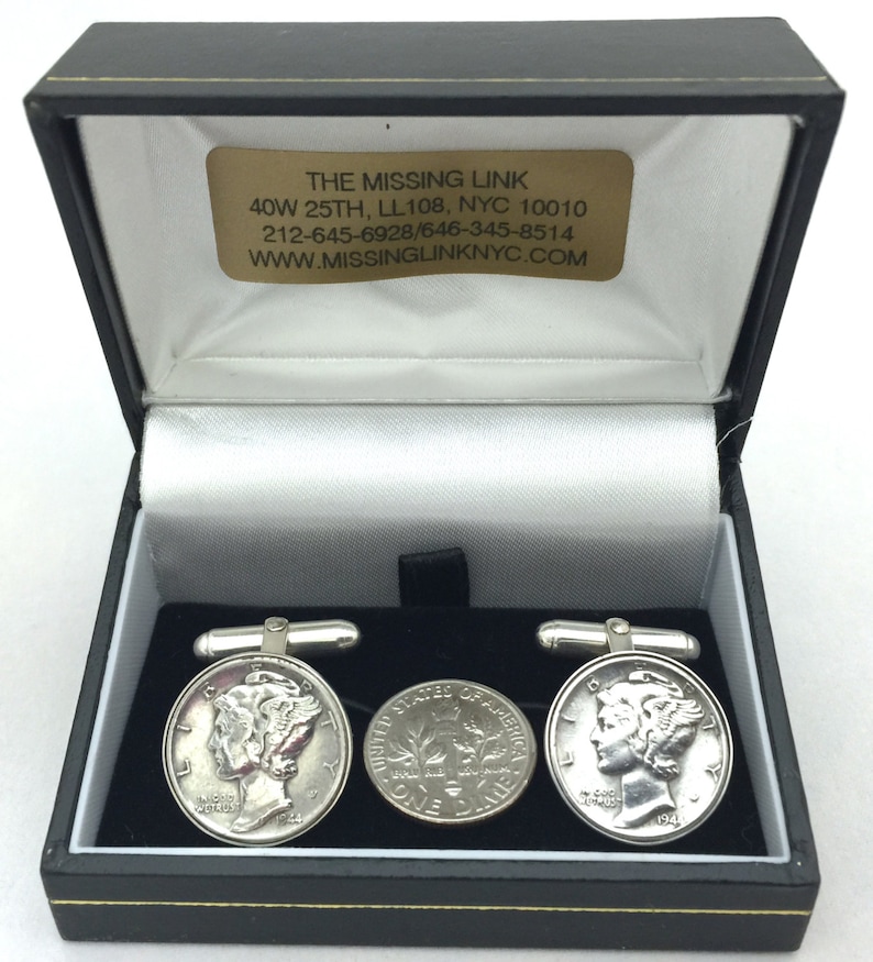Authentic Vintage Mercury Dime Sterling Silver Cufflinks Circa 2000/'s