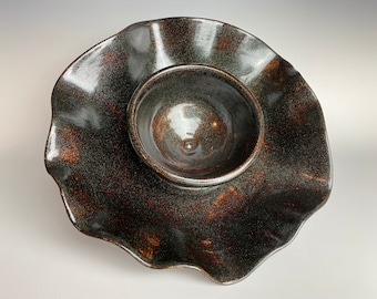 Brown Sparkle Wavy Chip & Dip Bowl