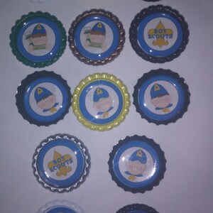 Boy Scout themed bottle cap magnets or boy scouts cupcake toppers image 2