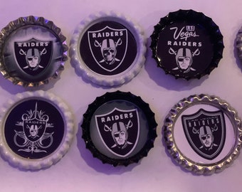 10 NFL LV Raiders Las Vegas  bottle cap magnets cupcake toppers or thumb tacks stocking stuffer gift party favor read description