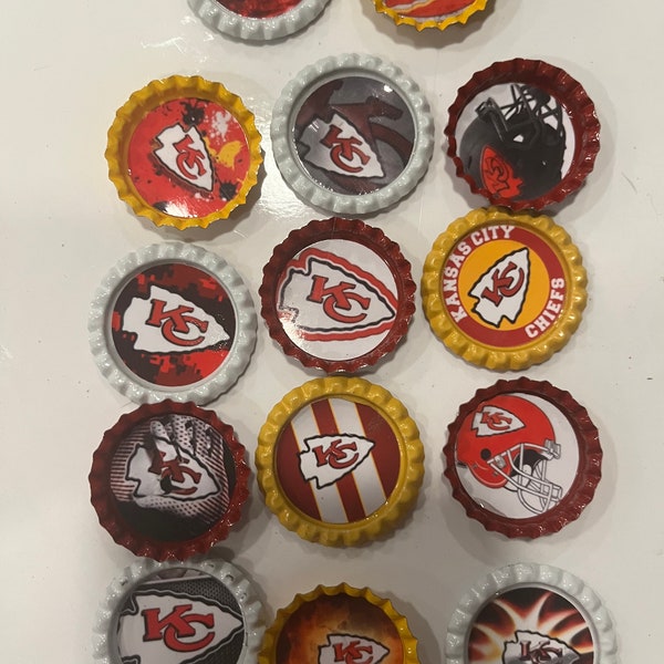 14 Chiefs Kansas City bottlecap, magnets, NFL football, fantasy, gift, party favor, fundraiser stocking, stuffer, magnets Super Bowl