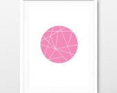 Minimalist Art Geometric Round Pink - Valentine's Print - Geometric Print - Wall Prints Download - Geometric Download - Minimalist Print