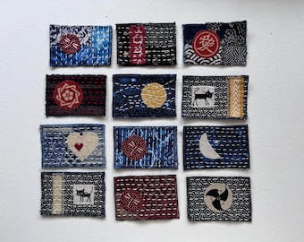 2x3 Backpack Patches Handmade Boro Sashiko Japanese Style Sew-on