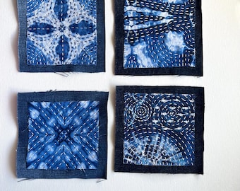 Shibori Sashiko Denim Patches: Japanese Mending Appliqués