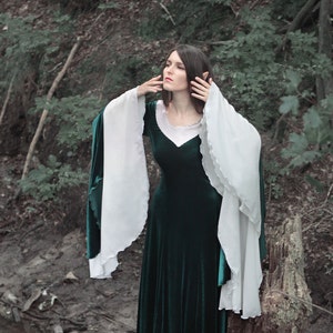 Emerald Elven Dress, Fairy Elven Wedding Gown, Pre-Raphaelites Gown