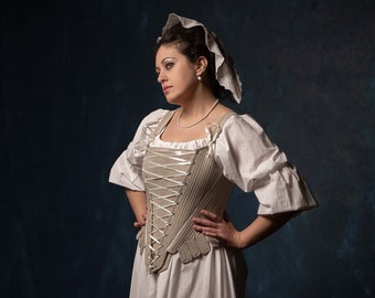 Rococo Corset, 18th Century Linen Corset, Individually Tailored
