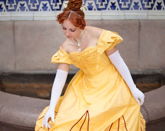 Yellow Biedermeier Dress, 1820s Silk Ball Gown