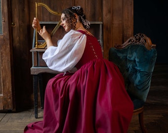 Linnen jurk voor Renfair, renaissancejurk met uitgebeend lijfje