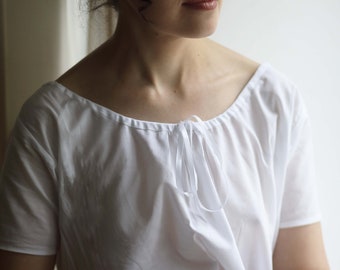 White Batiste Camisole: XIX century Women Shirt, Historical Cotton Chemise