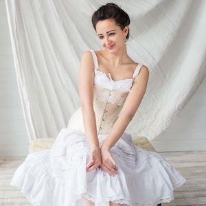 Edwardian Lingerie Set, 1900s One-Layered Corset, Camisole and Petticoat