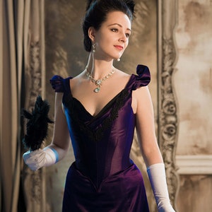 Purple 1890s Dress, Gothic Victorian Gown, Violet Belle Epoque Ballgown