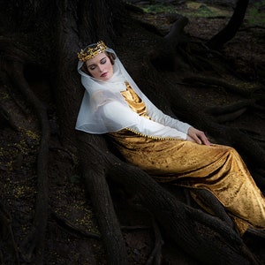 Medieval Golden Dress, 14th Century Gown