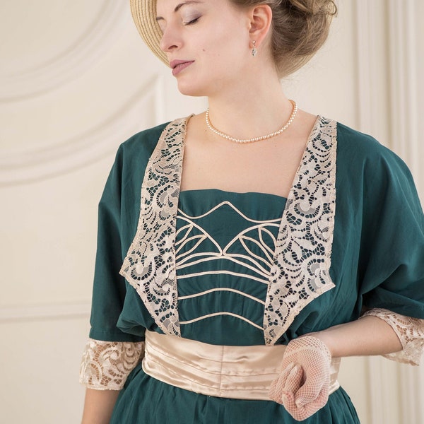 Bottle Green Edwardian Dress, 1910 Titanic Gown