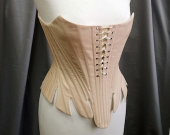 Powder Cotton Rococo Stays, 1790s Front Lacing Corset Individually Tailored