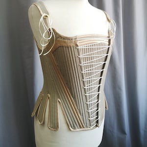 Historical 1740 Stays, Rococo Linen Reenactment Corset