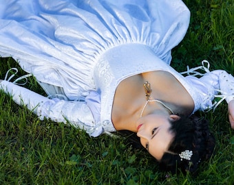 Renaissance Wedding Dress, White 15th Century Italian Gown