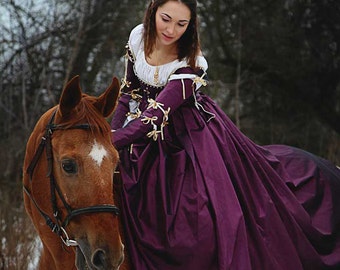 Violet Renaissance 15th Century Italian Venetian Dress