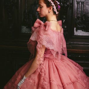 Gone with the Wind Rose Dress, 1860s Ball Gown, Victorian Crinoline Dress