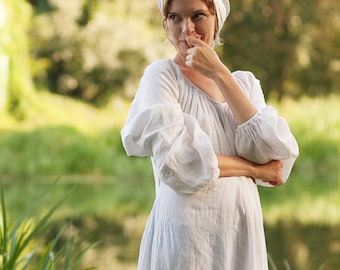 White Linen Shirt, 15th Century Chemise, Italian Renaissance SCA LARP Linen Chemise