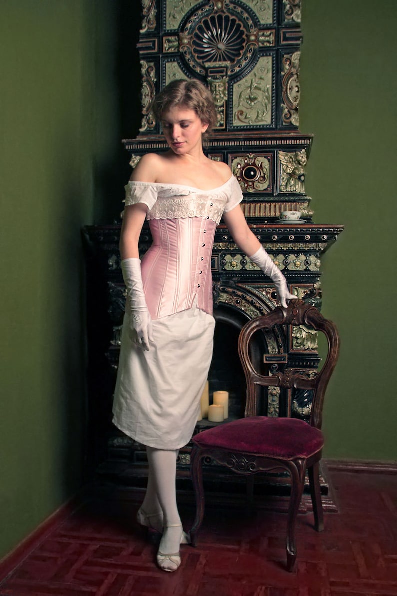  Titanic Era Pink Corset 1910s Shady Rose Corset Etsy